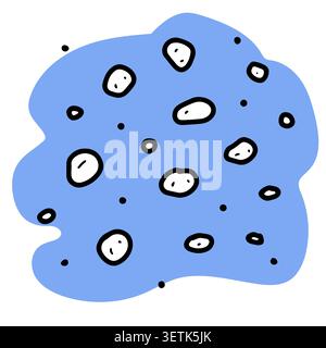 Doodle flocons de neige, boule de neige dispersée au hasard. Symboles d'hiver dessinés à la main isolés sur fond blanc. Éléments festifs minimaux pour la conception de Noël, Illustration de Vecteur
