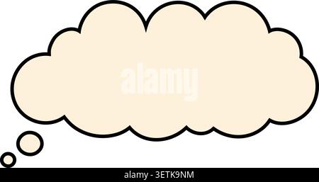 Illustration plate d'une bulle de pensée en forme de nuage crème avec un contour sombre et deux petits cercles de queue Illustration de Vecteur