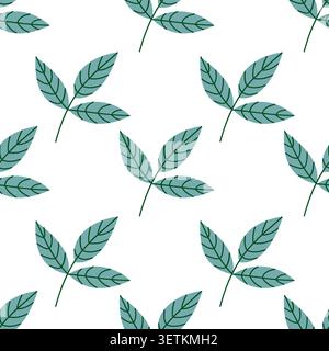 Green Leaves motif sans couture avec des éléments de branche botanique pour un design élégant de tissu textile et un emballage de papier peint organique Illustration de Vecteur