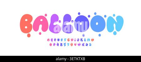 Bubble Balloon logo Alphabet Bold Rainbow Liquid Fluid Letter Set typographie moderne, Creative Clay Calm Typographic Design for Kid Title, ludique Illustration de Vecteur