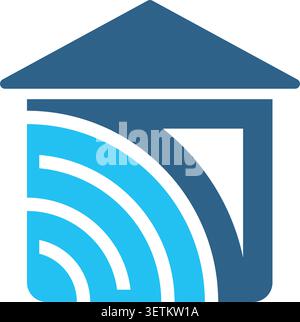 Logo moderne de sécurité à domicile intelligent avec authentification par empreinte digitale et icône de réseau WIFI Illustration de Vecteur