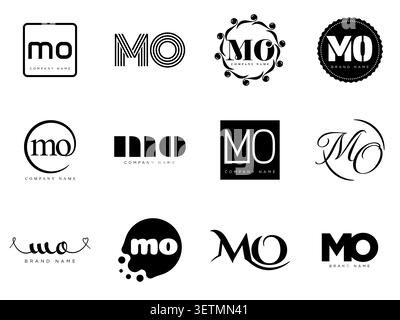 Modèle d'entreprise logo MO. Lettre m et o logotype. Définissez différents lettrage serif classique et texte audacieux moderne avec des éléments de design. Typog. Police initiale Illustration de Vecteur