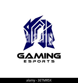 Logo esports monogramme abstrait moderne avec des formes géométriques pointues et un design futuriste audacieux. Conçu pour les équipes de jeu, les organisations esports, Illustration de Vecteur