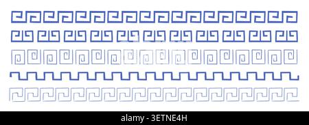 Ornement ethnique grec Key rectangle Border doodle. Placez le séparateur de motifs grecs. Collection motif géométrique grec traditionnel dessiné à la main. . Illustration vectorielle Illustration de Vecteur