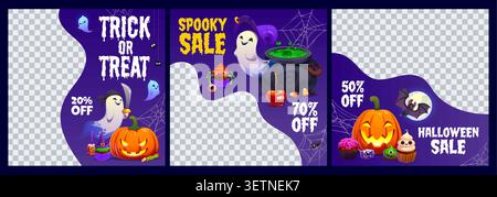 Modèles de bannières de rabais de vente de vacances d'Halloween Illustration de Vecteur