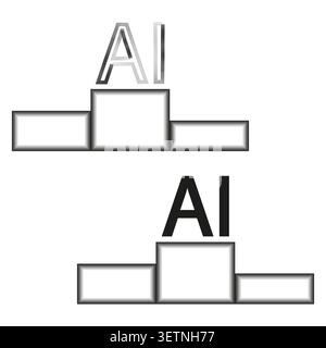 L’IA sur un podium des vainqueurs symbolise le vecteur de leadership technologique. Graphic soutient les présentations de l'industrie technologique et les articles sur l'IA. SPE 10. Illustration de Vecteur