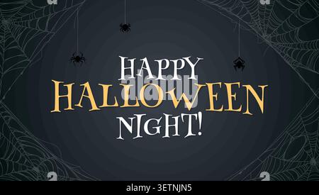 Joyeux salut de nuit d'Halloween, toile d'araignée dans les coins Illustration de Vecteur