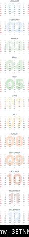 English 2027 vertical Linear Grid Creative Studio Swiss Grid Calendar minimaliste typographie mise en page (compatible avec 2038 et 2049). Illustration de Vecteur