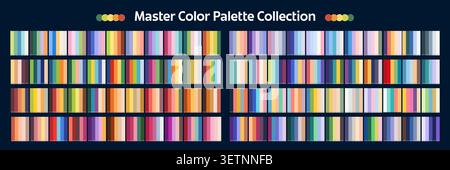 Palette d'harmonie de couleurs neutres, fraîches et chaudes avec des chiffres. La collection de palettes de couleurs professionnelles comprend de nombreuses nuances verticales fines. Guide de couleurs pour le design graphique ou les projets d'intérieur Illustration de Vecteur