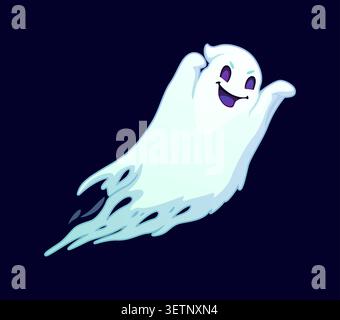 Icône de jeu de personnage de dessin animé fantôme d'Halloween Illustration de Vecteur