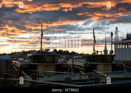 Les foules du soir se rassemblent le long du front de mer à Barangaroo, Sydney, Australie Banque D'Images