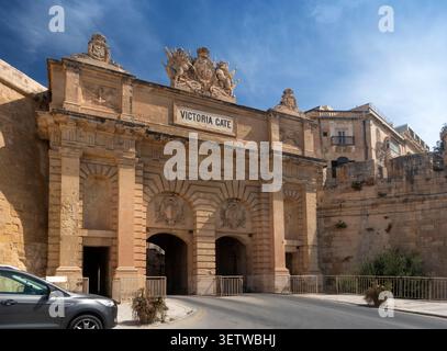 Malte, la Valette, Lvant, Victoria Gate, ancienne entrée de la ville fortifiée, Banque D'Images