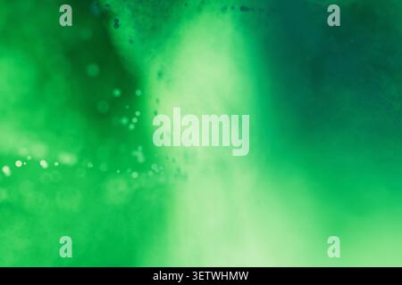 Fond vert vif abstrait avec des effets de fumée fluide doux, des lumières bokeh douces et des dégradés. Idéal pour les concepts de nature organique, éco-ami Banque D'Images