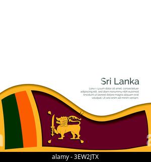 Drapeau de Sri Lanka. Style de coupe de papier et conception d'ondulation avec disposition de présentation moderne. Effet ondulant avec des ombres et des dégradés réalistes. Idéal pour in Illustration de Vecteur
