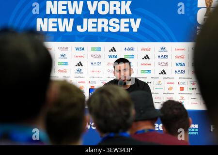 East Rutherford, Vereinigte Staaten. 24th June, 2026. Deniz Undav (Deutschland, #26) nimmt an der Abschlusspressekonferenz vor dem Gruppenspiel zwischen Deutschland und Ecuador teil. USA, Deutsche Fussballnationalmannschaft, Pressekonferenz, East Rutherford, 24.06.2026 Foto: Eibner-Pressefoto/Scott Coleman Credit: dpa/Alamy Live News Banque D'Images