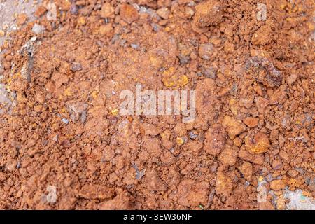 Texture de terre brune naturelle composée de grains de sol meubles et de petits morceaux pierreux présentant une surface géologique détaillée pour les conceptions environnementales Banque D'Images