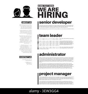 Professionnel nous embauchons flyer pour les besoins de recrutement et les postes vacants. Ce modèle d'embauche que nous embauchons présente une mise en page propre pour divers JO d'entreprise Illustration de Vecteur