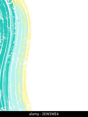 Un fond abstrait minimaliste avec une bordure ondulée verticale avec un effet grunge texturé et vieilli. La palette de couleurs rafraîchissantes de sarcelle et Banque D'Images
