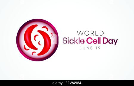 La Journée mondiale de la drépanocytose est observée chaque année le 19 juin, c'est un trouble héréditaire des globules rouges dans lequel il n'y a pas assez de cellules saines pour la voiture Illustration de Vecteur
