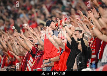 Supporters of Norway during the FIFA World Cup 2026 Group I match between Norway and Senegal at New York New Jersey Stadium on June 22, 2026 in East Rutherford, United States.  (Photo by Harry Langer/DeFodi Images) Banque D'Images