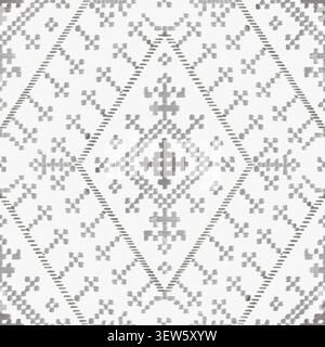 Motif sans couture géométrique ethnique gris avec ornement de style de broderie tribal Banque D'Images