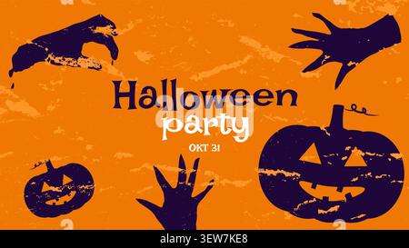 Bannière de silhouette de fête d'Halloween pour la conception Web d'annonces et le marketing. Illustration vectorielle festive Illustration de Vecteur