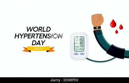 La journée mondiale de l’hypertension est observée chaque année le 17 mai. L'hypertension artérielle, également appelée hypertension, est une pression artérielle qui est plus élevée que la normale Illustration de Vecteur