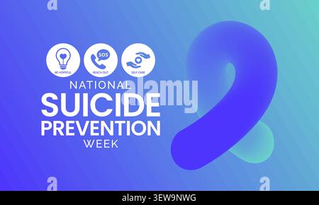 La semaine nationale de prévention du suicide, en septembre, sensibilise les gens, favorise le soutien en santé mentale, encourage les conversations ouvertes et aide à prévenir soi-même Illustration de Vecteur