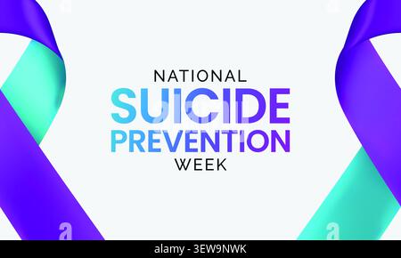 La semaine nationale de prévention du suicide, en septembre, sensibilise les gens, favorise le soutien en santé mentale, encourage les conversations ouvertes et aide à prévenir soi-même Illustration de Vecteur