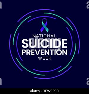 La semaine nationale de prévention du suicide, en septembre, sensibilise les gens, favorise le soutien en santé mentale, encourage les conversations ouvertes et aide à prévenir soi-même Illustration de Vecteur