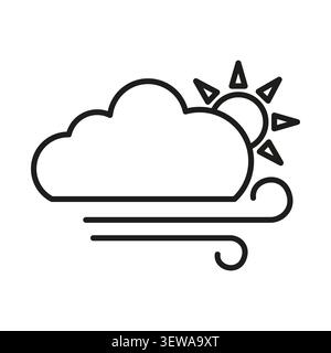L'icône météorologique de nuage de vent comporte un élément vectoriel de contour. Représente le climat de tempête automnale et les prévisions de ciel matinal. spe 10 Illustration de Vecteur
