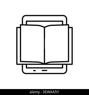 Lecteur de livre électronique tablette livre dispose d'un élément vectoriel de contour. Améliore la bibliothèque d'éducation numérique et le processus d'apprentissage en ligne. spe 10 Illustration de Vecteur