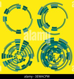 Interface radar circulaire avec ensemble vectoriel sarcelle. Cet affichage géométrique abstrait représente des arrière-plans technologiques modernes. spe 10 Illustration de Vecteur