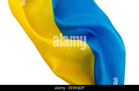 Drapeau de l'Ukraine isolé sur fond blanc avec espace de copie Banque D'Images