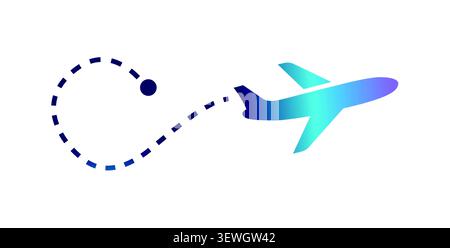 Icône d'itinéraire d'avion avec trajectoire de vol, destination de voyage et symbole de navigation aérienne pour la compagnie aérienne, le tourisme et le vecteur de planification de voyage Illustration de Vecteur