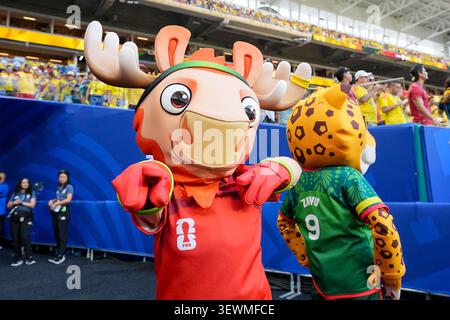 Miami, États-Unis. 27 juin 2026. . Mascotte lors du match du Groupe K de la Coupe du monde de la FIFA 2026 opposant la Colombie et le Portugal au stade de Miami le 27 juin 2026 à Miami, États-Unis. (Photo de Alex Gottschalk/DeFodi images) crédit : DeFodi images/Alamy Live News Banque D'Images