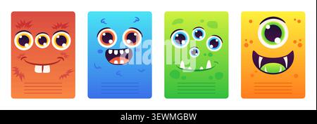 Visages de monstre colorés drôles. Illustration vectorielle Illustration de Vecteur