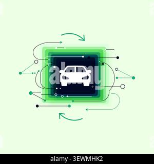 Icône de concept de voiture numérique fond de technologie abstraite avec automobile Illustration de Vecteur