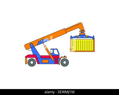 Atteindre gerbeur élévateur illustration de conteneur de cargaison avec conteneur, logistique Illustration de Vecteur