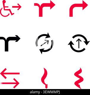 Jeu de flèches vectorielles : icônes directionnelles pour la navigation, le recyclage et l'accessibilité Illustration de Vecteur