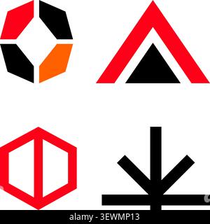 Collection de quatre logos géométriques abstraits et icônes Illustration de Vecteur
