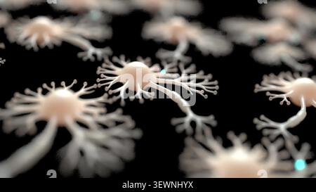 Neurones réseau neuronal cellules cérébrales synapse médicale bg 3d rendu Banque D'Images