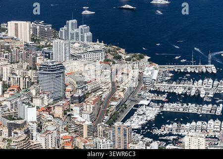 Port de Monte Carlo et circuit urbain de formule 1 vu de TETE de chien, Monaco Banque D'Images
