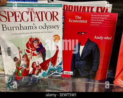 Les journaux britanniques et les magazines politiques concernent largement la politique du premier ministre en attendant Andy Burnham Banque D'Images