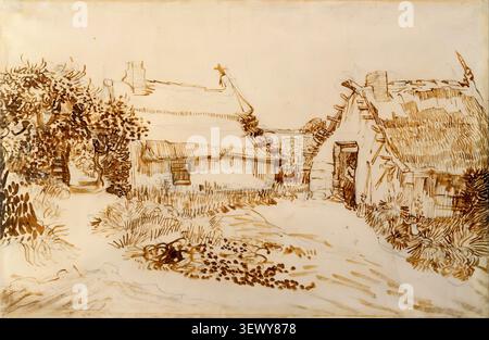 Deux chalets aux Saintes-Maries-de-la-mer (1888) de Vincent van Gogh Banque D'Images