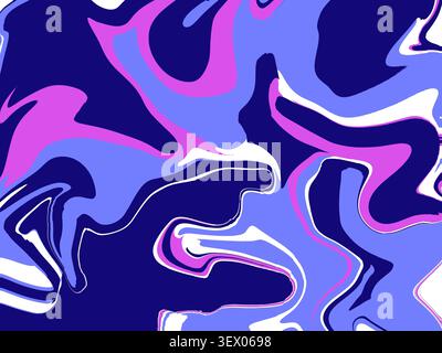 Superbe arrière-plan abstrait avec des vagues organiques coulantes en bleu marine, pervenche et magenta avec des détails sophistiqués multicolores. Banque D'Images
