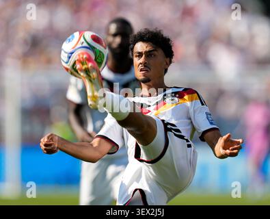 Boston, Vereinigte Staaten. 29 juin 2026. Nathaniel Brown (Deutschland, #18) AM Ball. États-Unis, FIFA Weltmeisterschaft, Sechzehntelfinale, Deutschland vs Paraguay, Boston, 29.06.2026 Foto : Eibner-Pressefoto/Scott Coleman crédit : dpa/Alamy Live News Banque D'Images