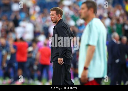 BOSTON, États-Unis - 29 juin 2026 : Julian Nagelsmann, entraîneur en chef de l'Allemagne, après le match de la Coupe du monde de la FIFA 2026 32 entre l'Allemagne et le Paraguay au Boston Stadium (crédit : Craig Mercer/ Alamy Live News) Banque D'Images