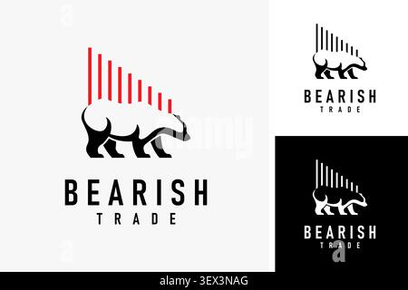Ours et tableau pour la conception d'icône de symbole de logo baissier Illustration de Vecteur