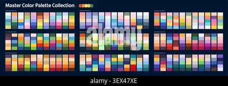 Nuances neutres de palette d'harmonie de couleurs printemps et été, automne frais et hiver. La palette de couleurs moderne comporte des nuances rectangulaires verticales. Outil de référence de teinte équilibrée pour artiste graphique Illustration de Vecteur